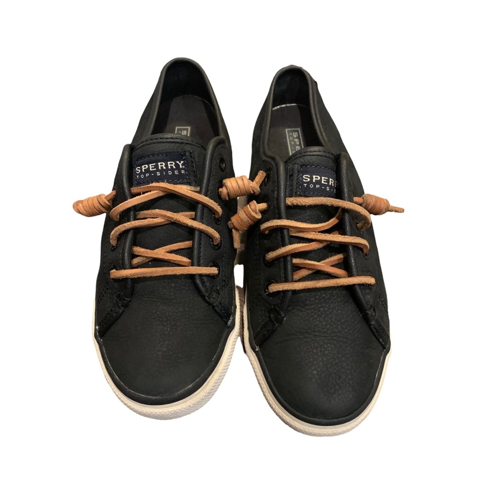 Black Leather *Sperry Top-sider* w/White Rubber Bottoms